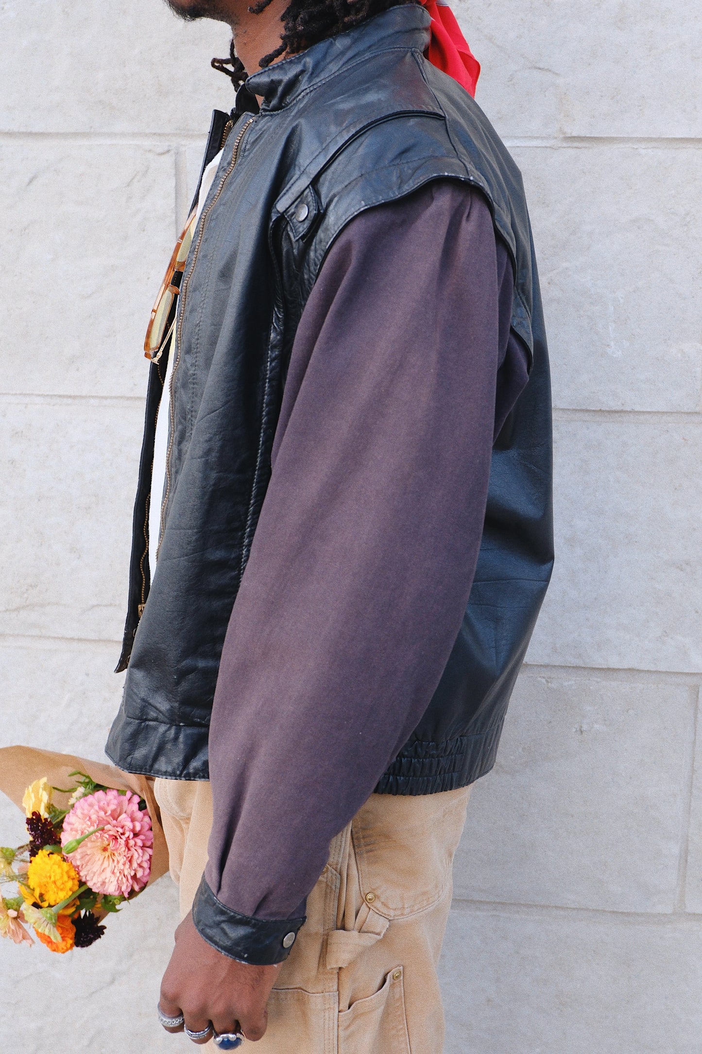 1980s Convertible Genuine Leather Biker Jacket