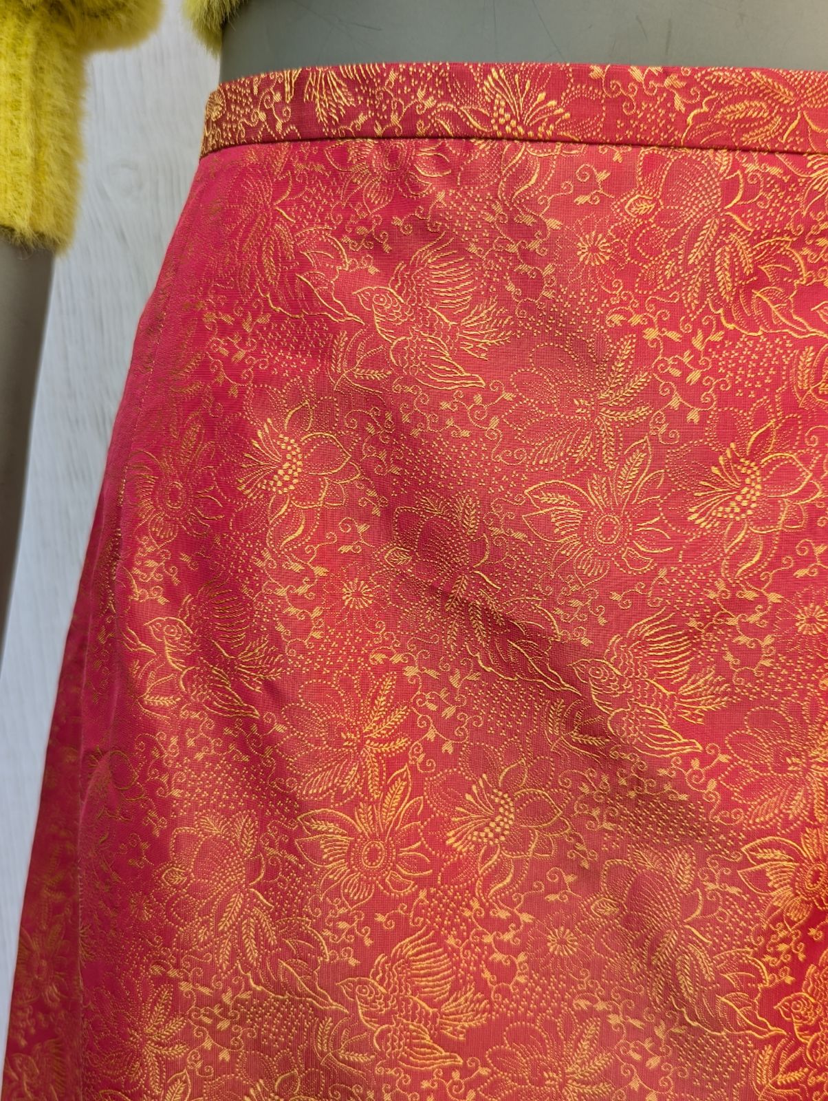 Vintage 90s Orange Floral Pencil Skirt