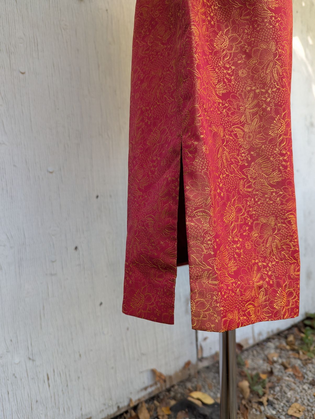 Vintage 90s Orange Floral Pencil Skirt