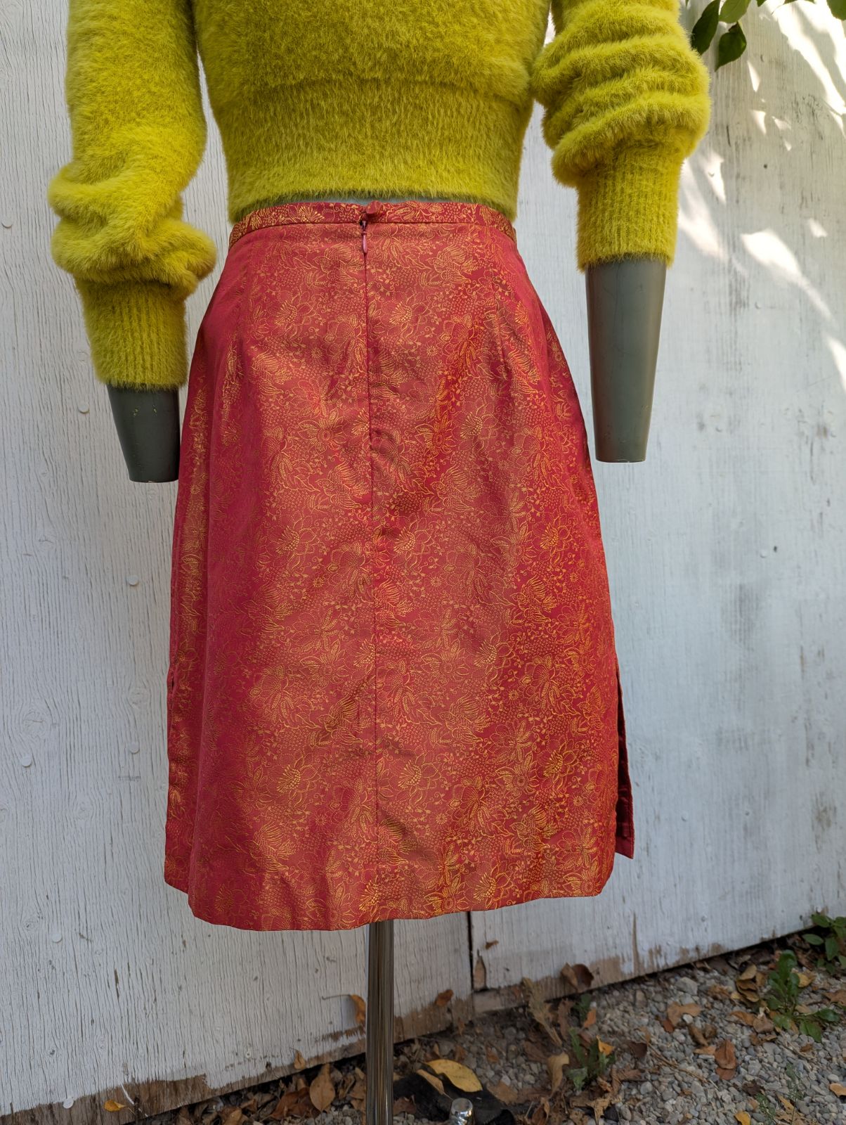Vintage 90s Orange Floral Pencil Skirt