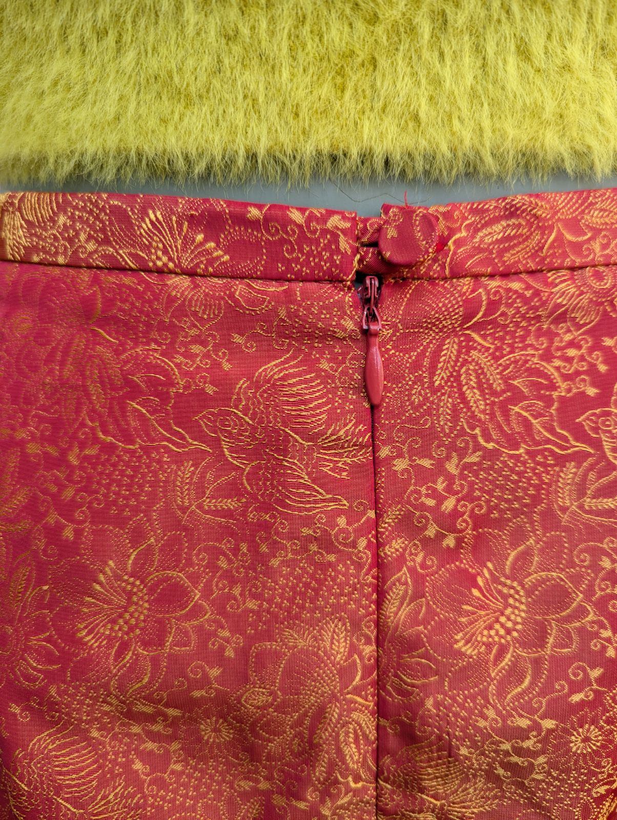 Vintage 90s Orange Floral Pencil Skirt