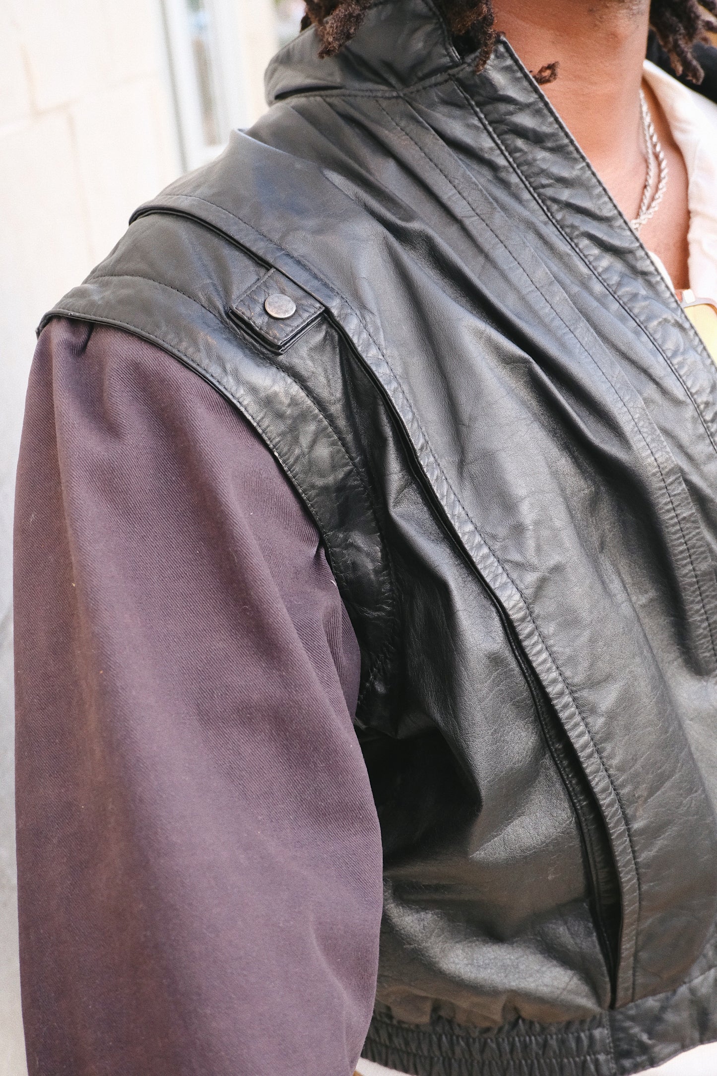1980s Convertible Genuine Leather Biker Jacket