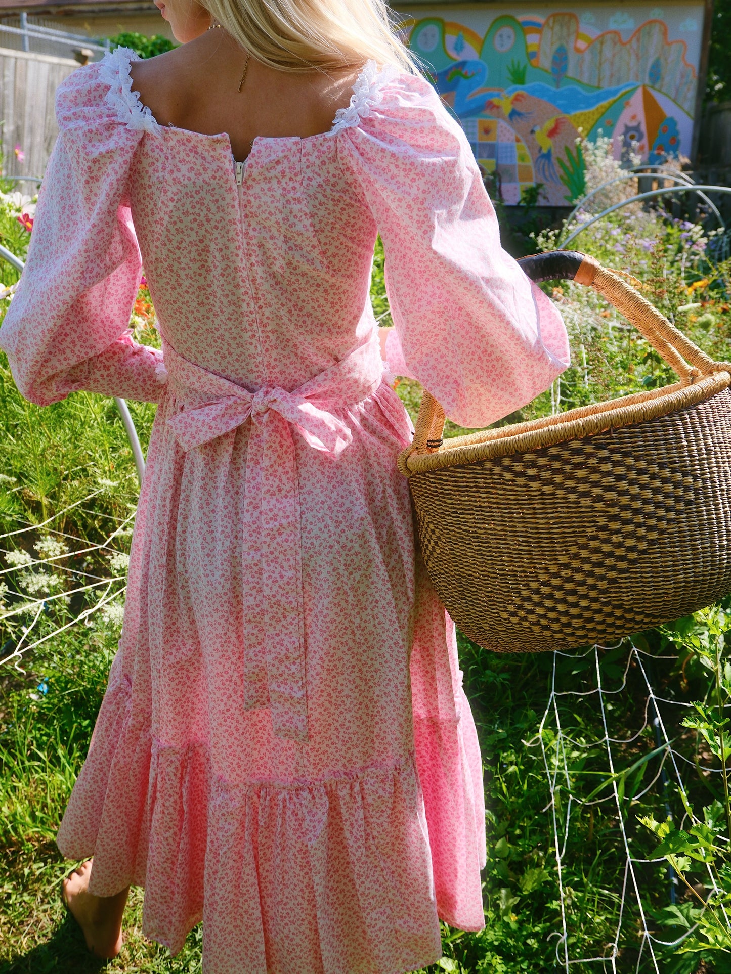 1970s Long Sleeve Prairie Maxi Dress