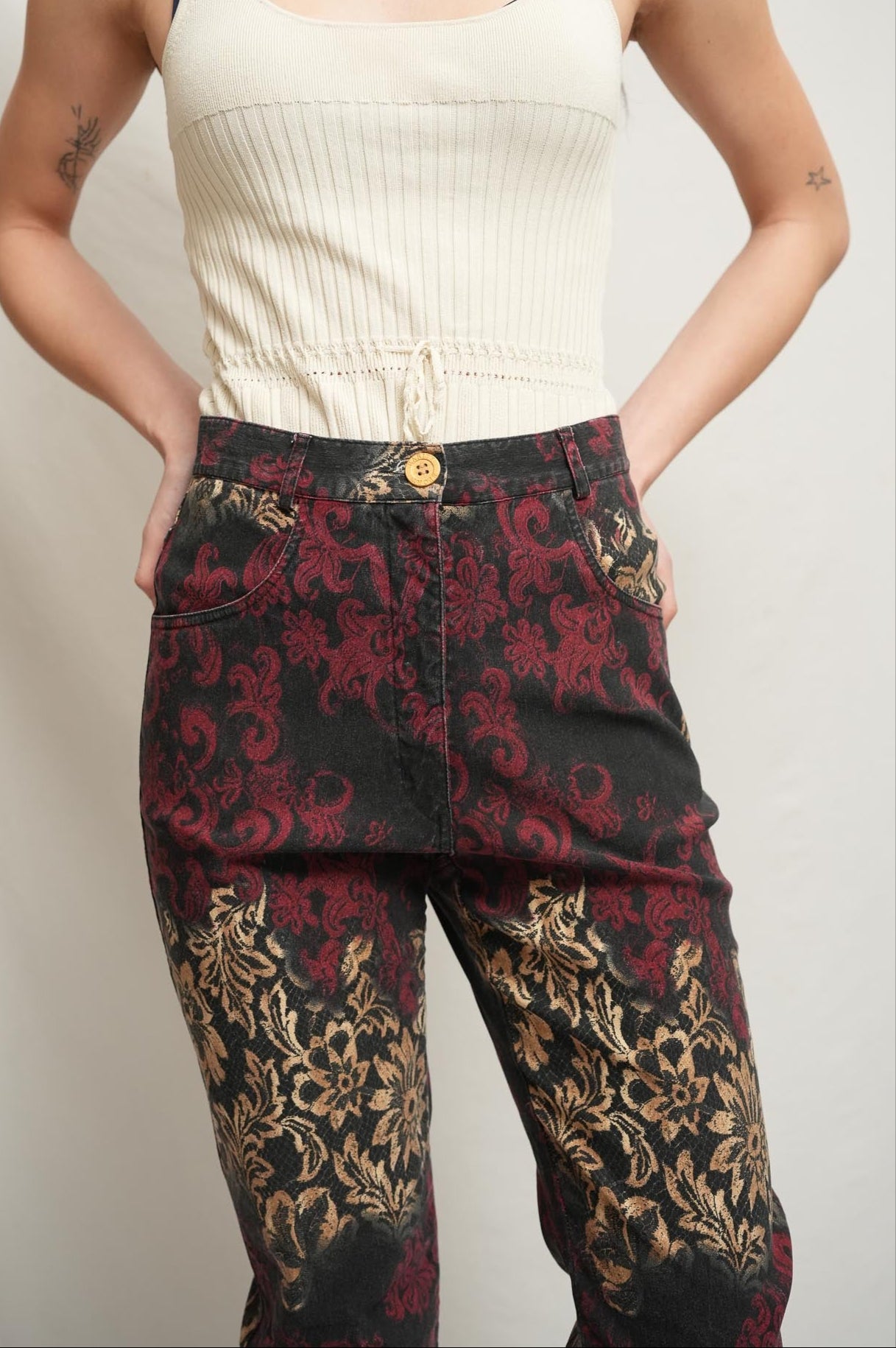 Rarity Women's Printed Lace Patter Straight Leg Pants
