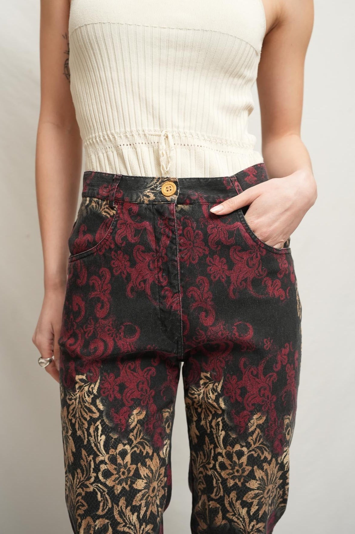 Rarity Women's Printed Lace Patter Straight Leg Pants
