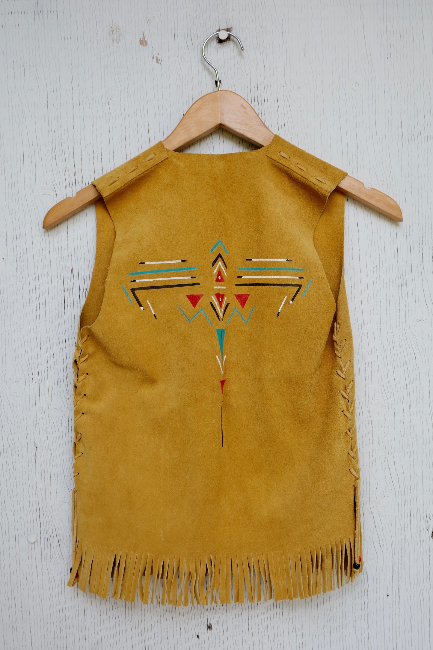 Handpainted Suede Fringe Vest