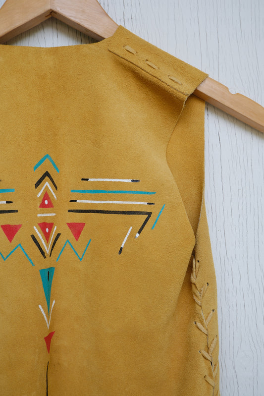 Handpainted Suede Fringe Vest