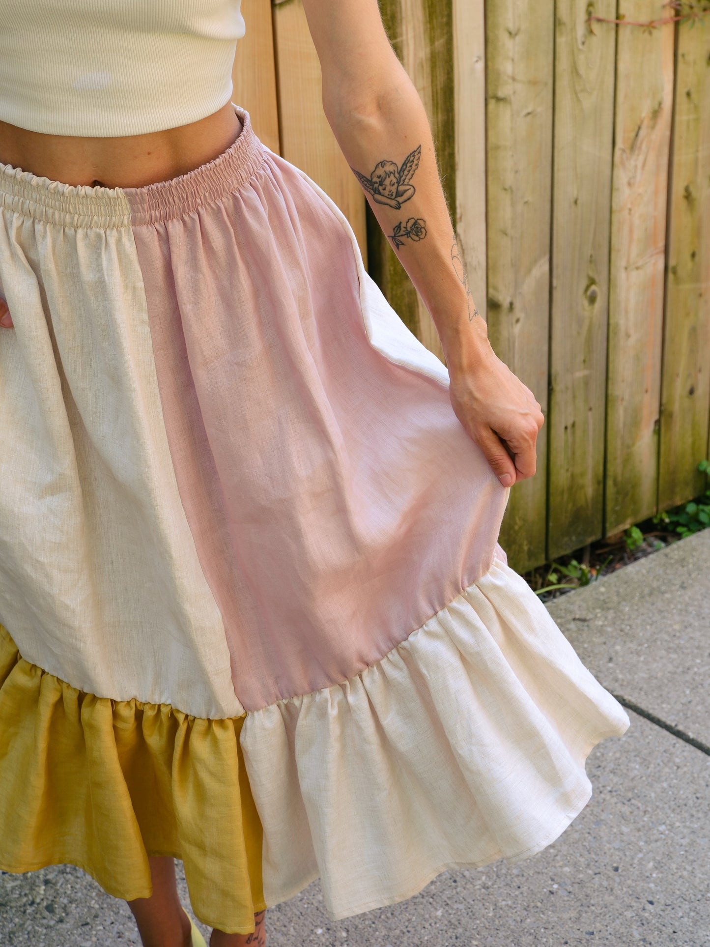 BABY BE GOOD Linen Patchwork Skirt