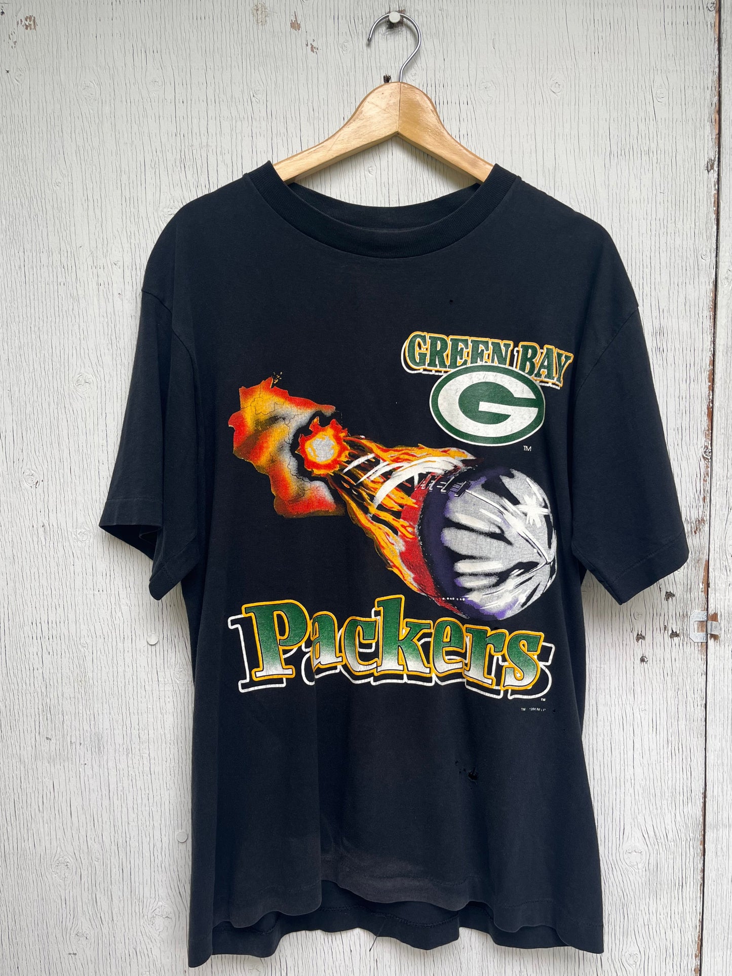 Vintage Green Bay Packers Graphic T-Shirt / Made In USA / Black
