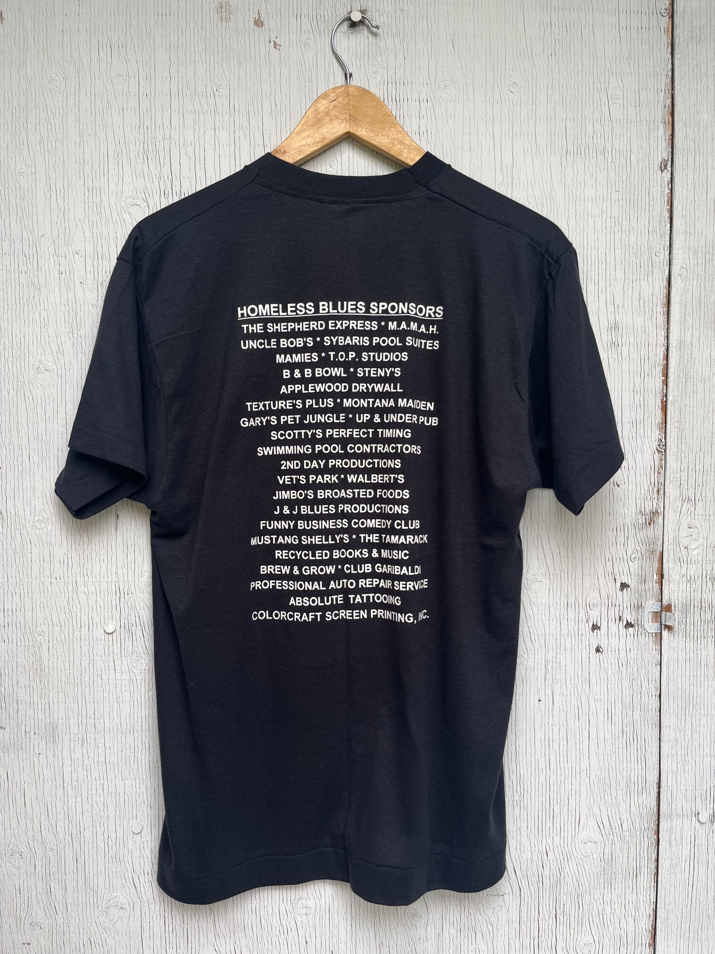 1990s Screen Stars Homeless Blues Festival T-Shirt / Made In USA / Black
