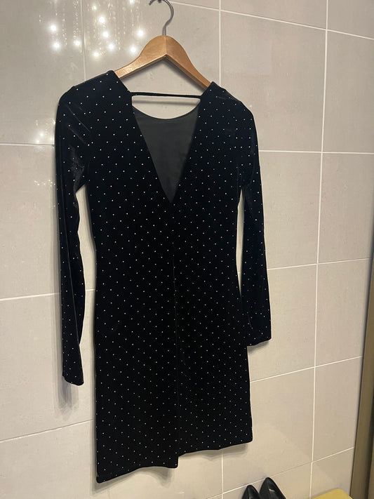 Dex Stretch Velvet Studded Little Black Dress