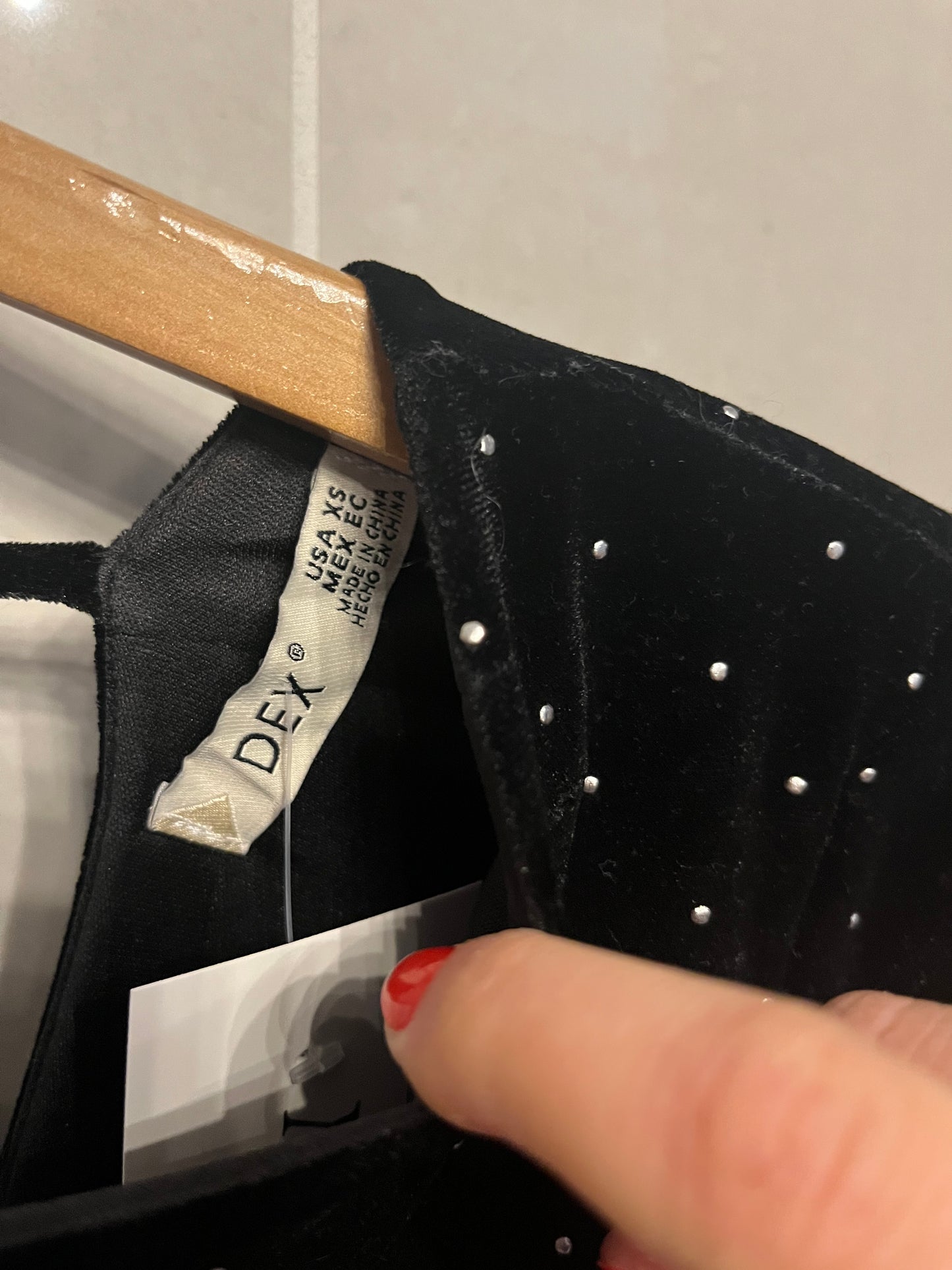 Dex Stretch Velvet Studded Little Black Dress