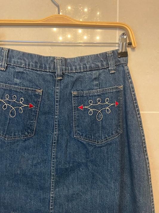 70s A-Line Denim Western Inspired Sears Skirt