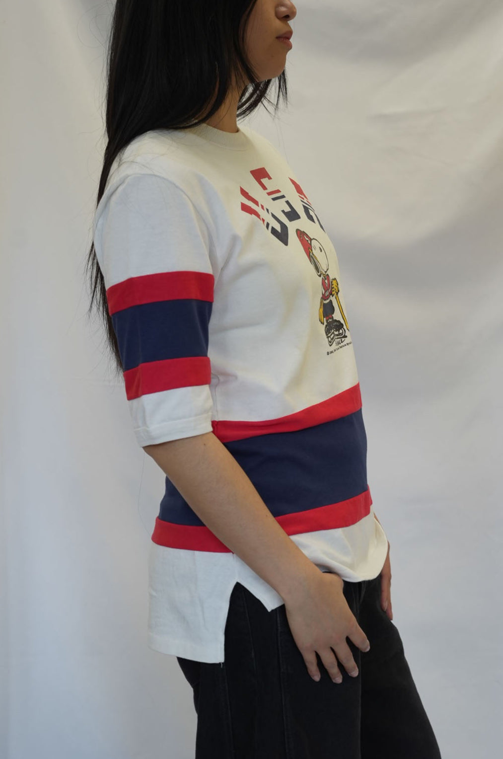 80s Nutmeg Mills Snoopy USA Varsity Hockey Tee