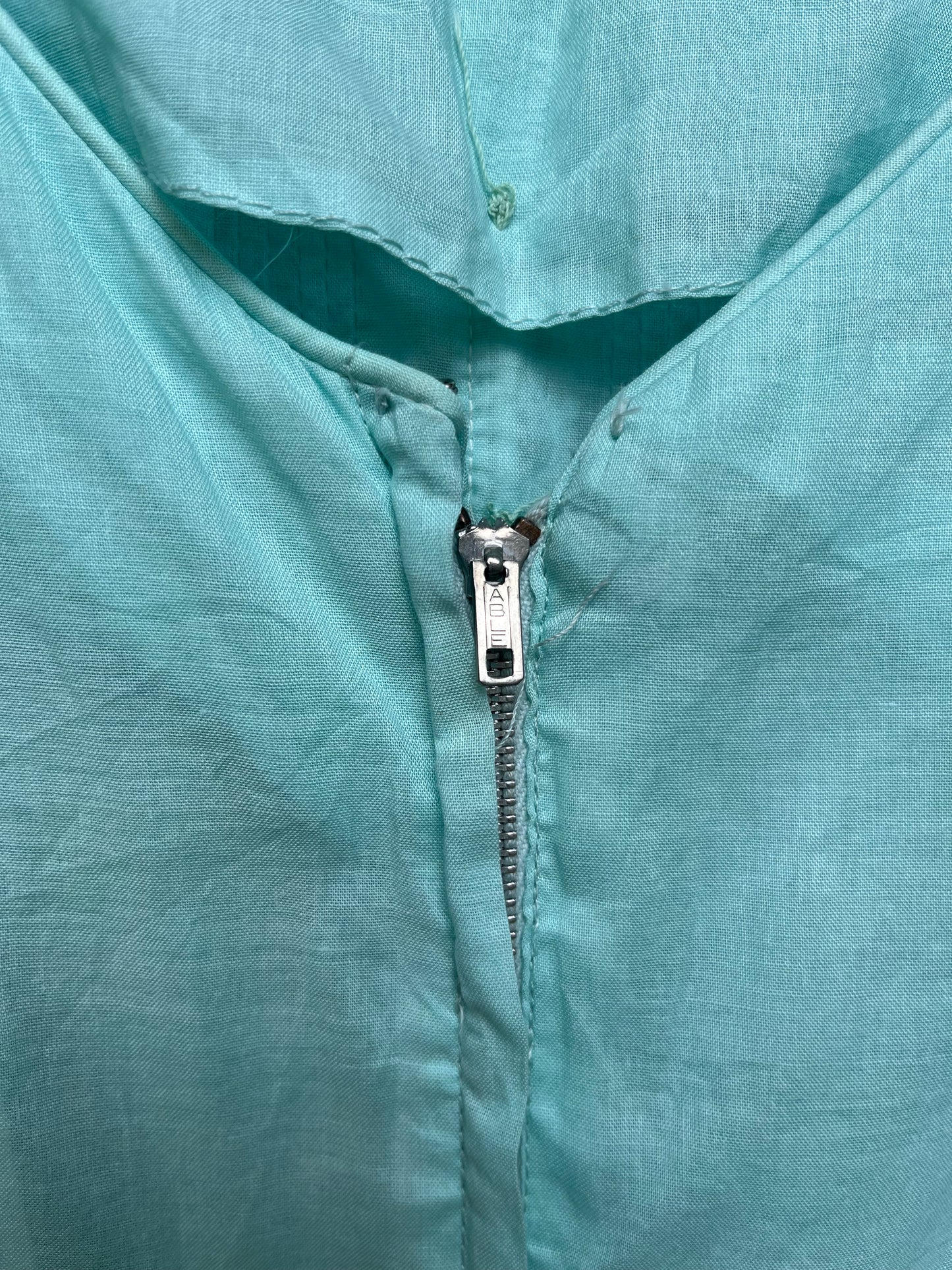 1960s - Mint Green Lace Trim Short Sleeve Dress
