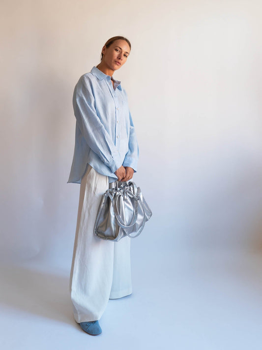 Hvisk SAGE MEDIUM SHINY STRUCTURE bag - Silver