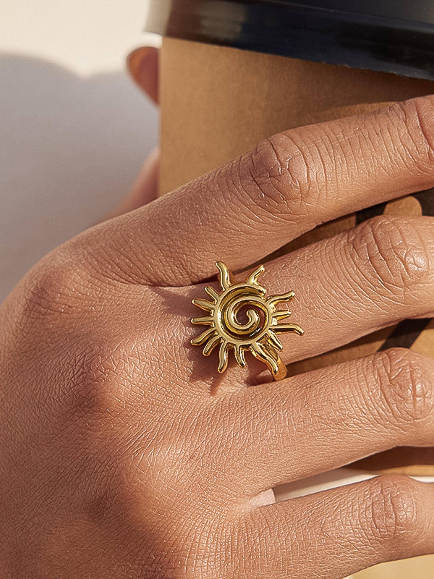 Flânerie by MAIQ - Starwyn 18K Gold Non-Tarnish Sun Spiral Statement Ring