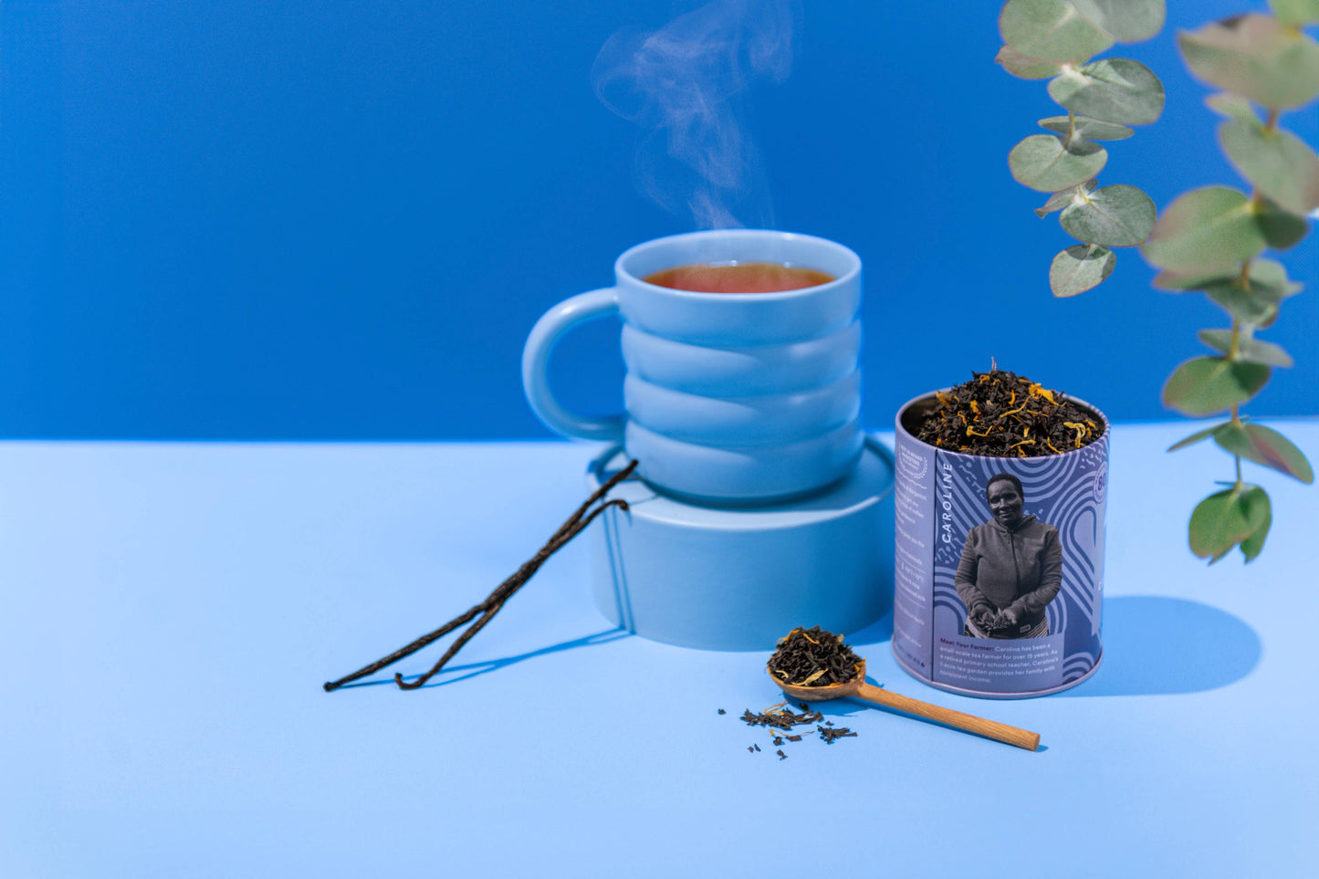 JusTea (No Import Fees to USA) - Cream Earl Grey Tin & Spoon - Organic, Fair-Trade, Black Tea