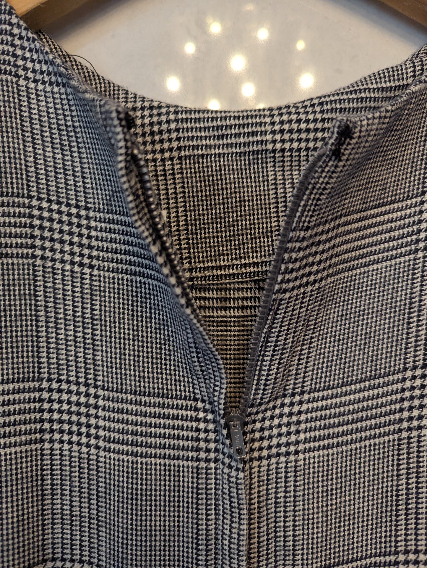 50s Black & White Glen Plaid Wool Dress