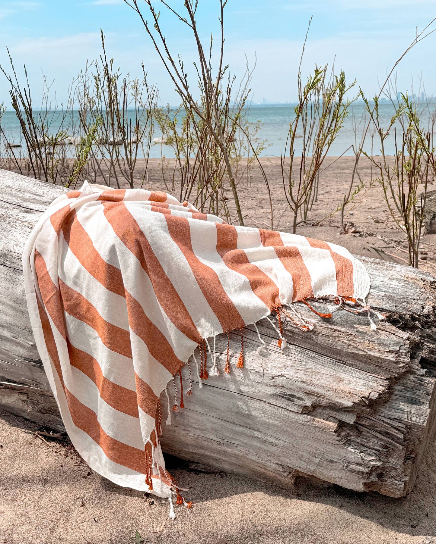 Moa - Orange Striped Beach Towel