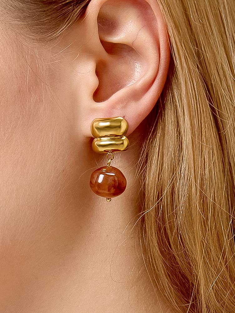 Flânerie by MAIQ - Annina 18K Gold Non-Tarnish Agate Drop Earrings