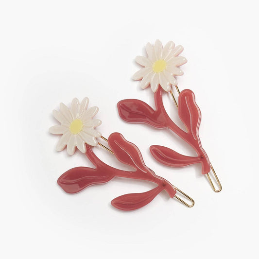 WINONA IRENE - Marguerite Daisy Flower Barrette Hair Clip Set