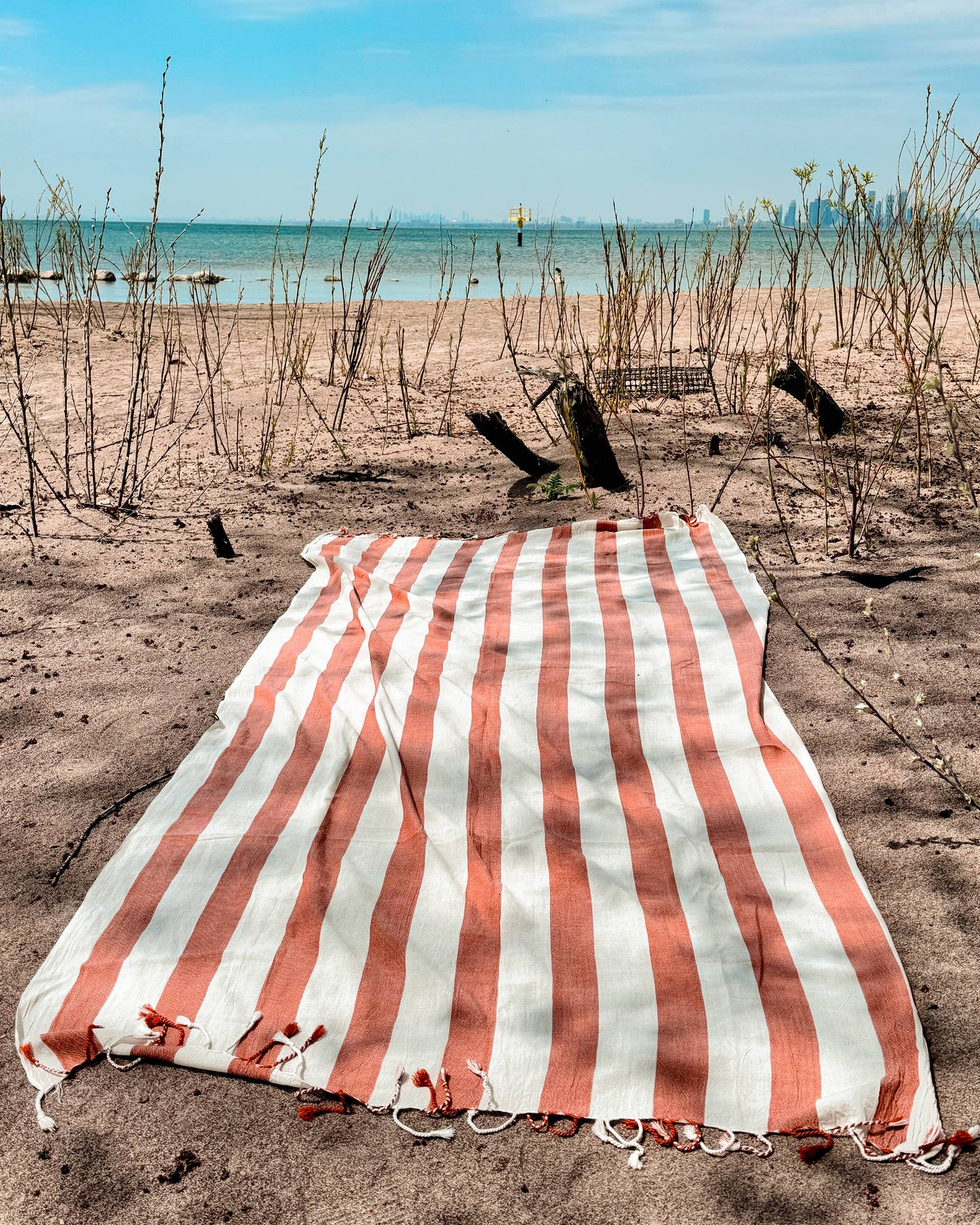 Moa - Orange Striped Beach Towel