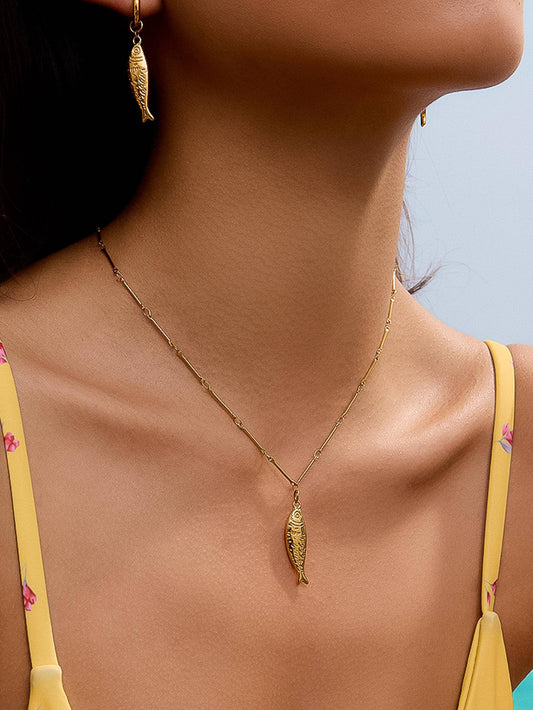 Flânerie by MAIQ - Coralie 18K Gold Non-Tarnish Fish Pendant Chain Necklace