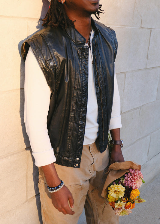 1980s Convertible Genuine Leather Biker Jacket