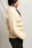 Chunky Hand Knit Wool Sweater Mandarin Collar