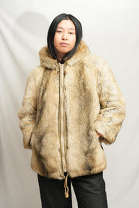 70's Faux Fur Hooded Coat