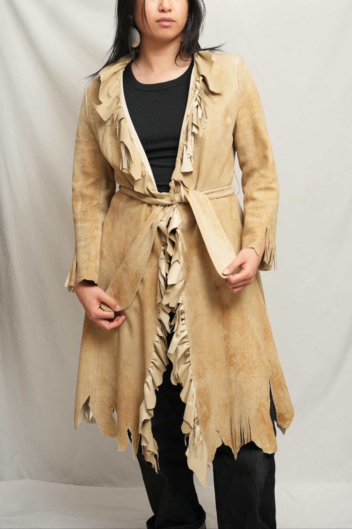 80's Genuine Deerskin Fringe Overcoat