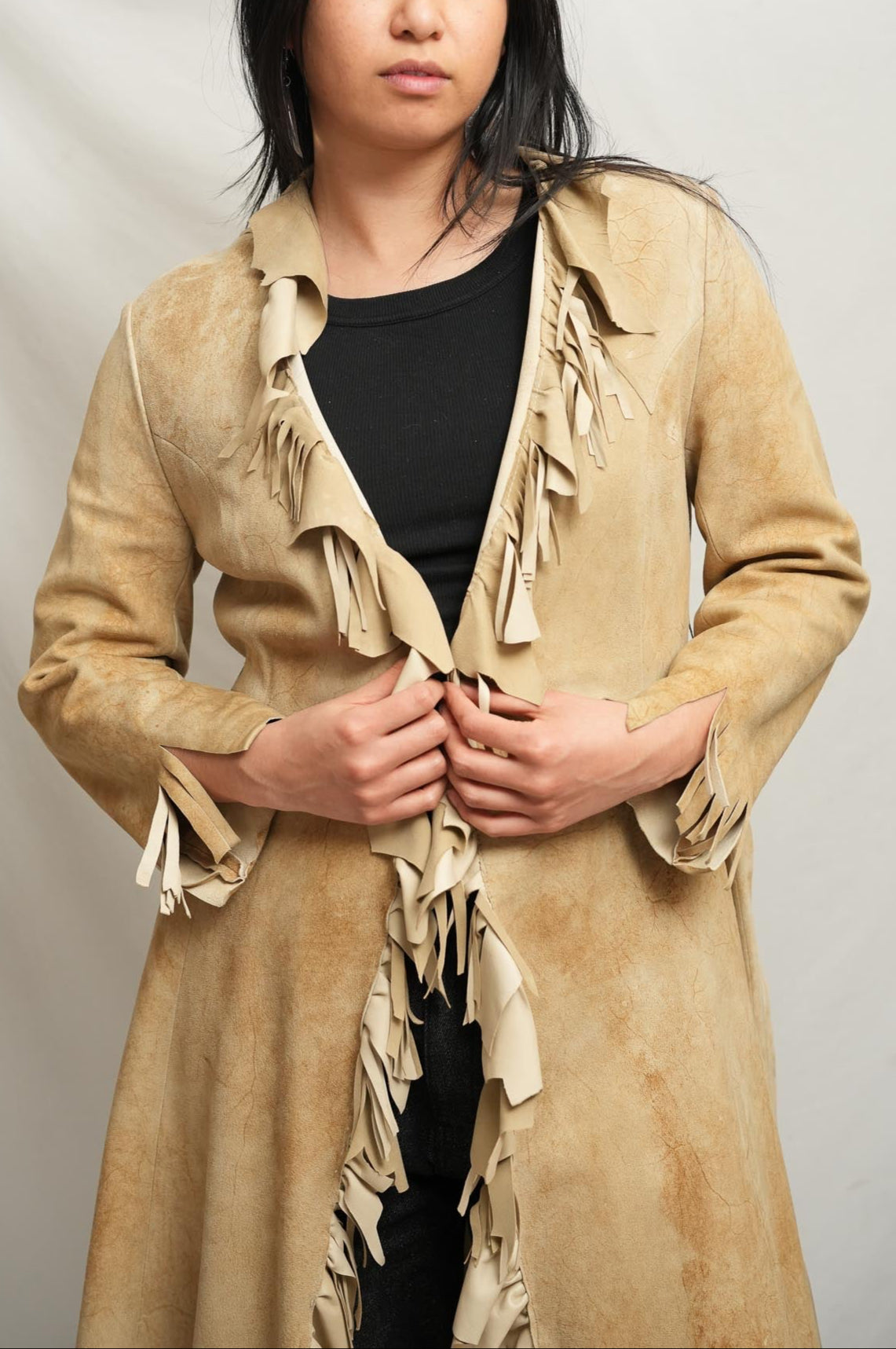 80's Genuine Deerskin Fringe Overcoat