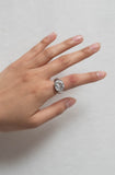 Vintage Sterling Silver Simulated Clear Gemstone Ring Size 6.5 Adjustable