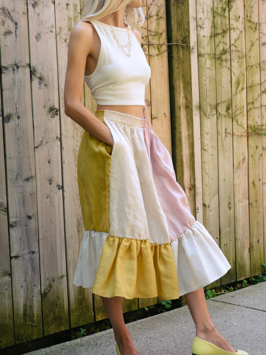 BABY BE GOOD Linen Patchwork Skirt