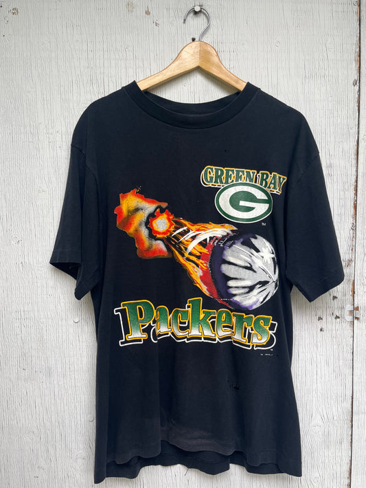 Vintage Green Bay Packers Graphic T-Shirt / Made In USA / Black