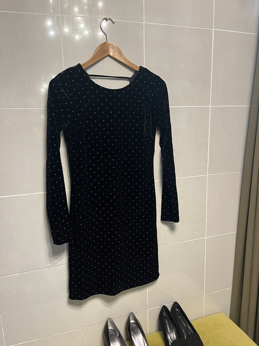 Dex Stretch Velvet Studded Little Black Dress