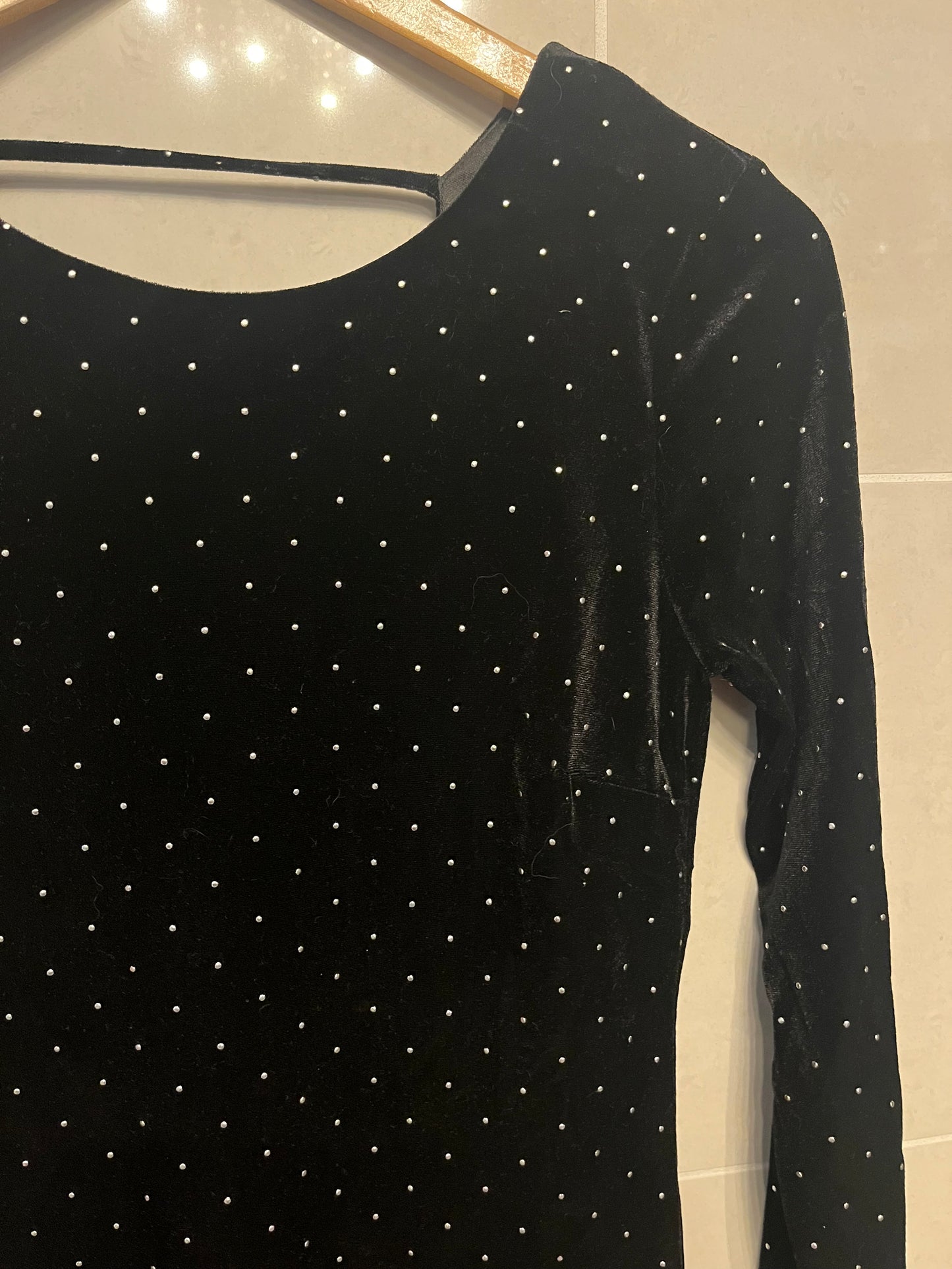 Dex Stretch Velvet Studded Little Black Dress