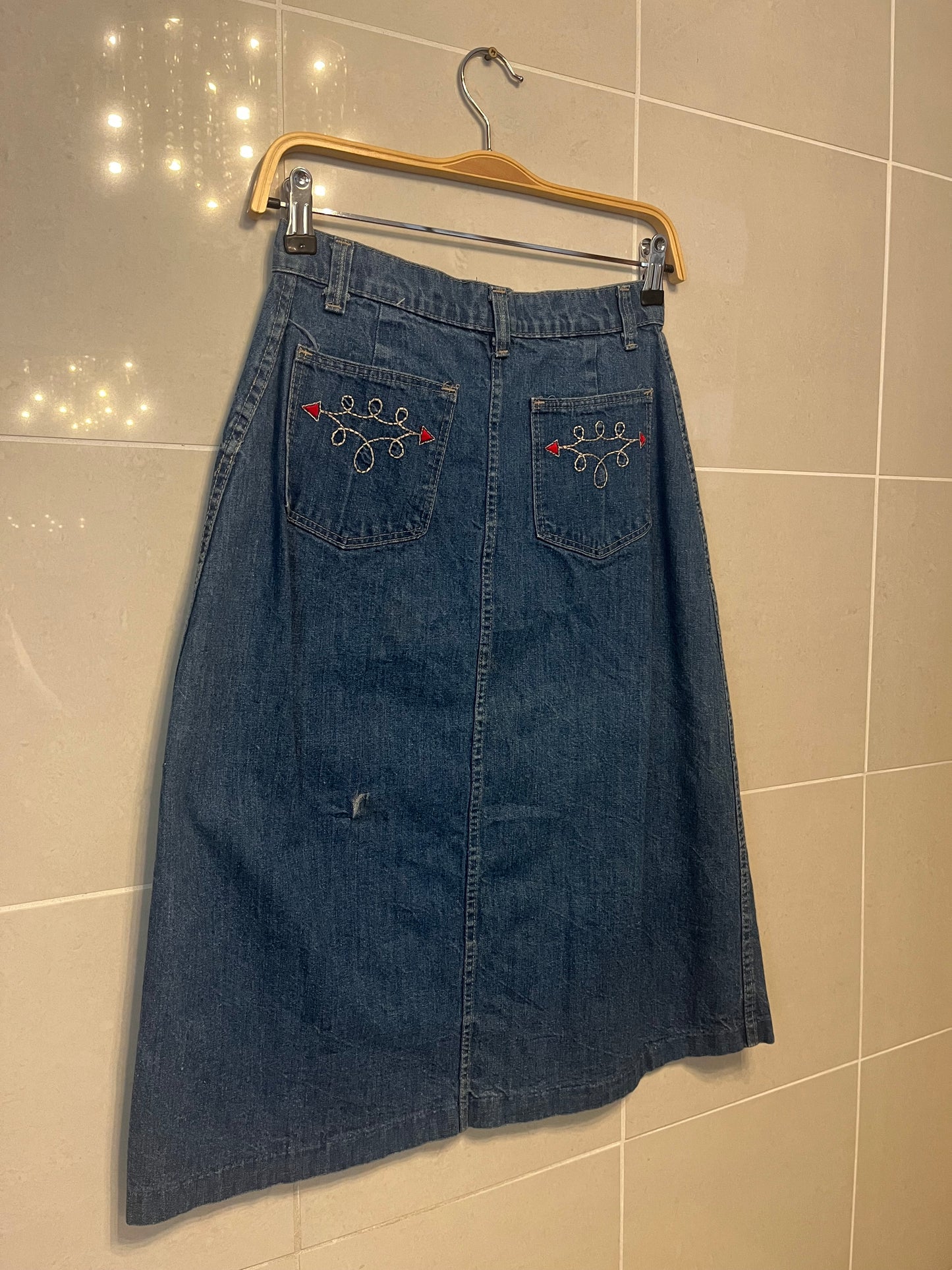 70s A-Line Denim Western Inspired Sears Skirt