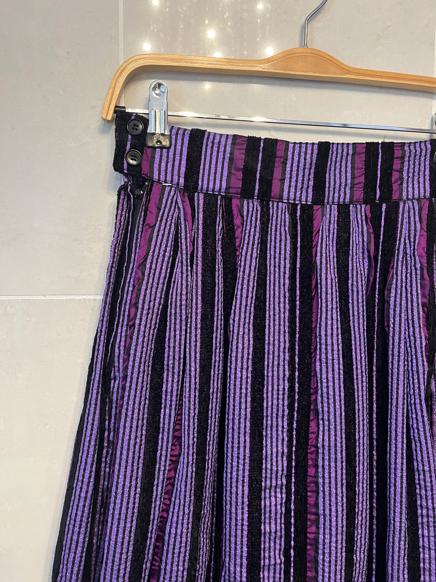 Silk Double Ruffle Midi Skirt