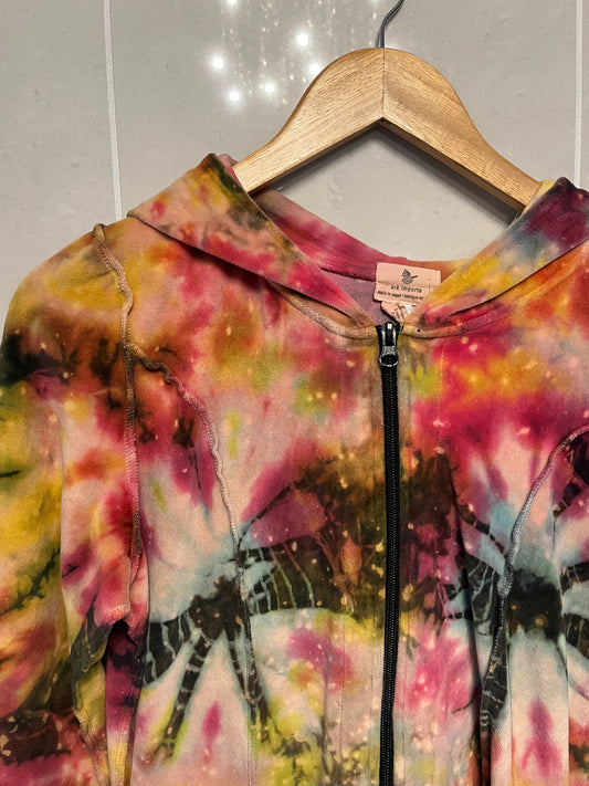 Velour Tie Dye Festival Hoodie Zip Up