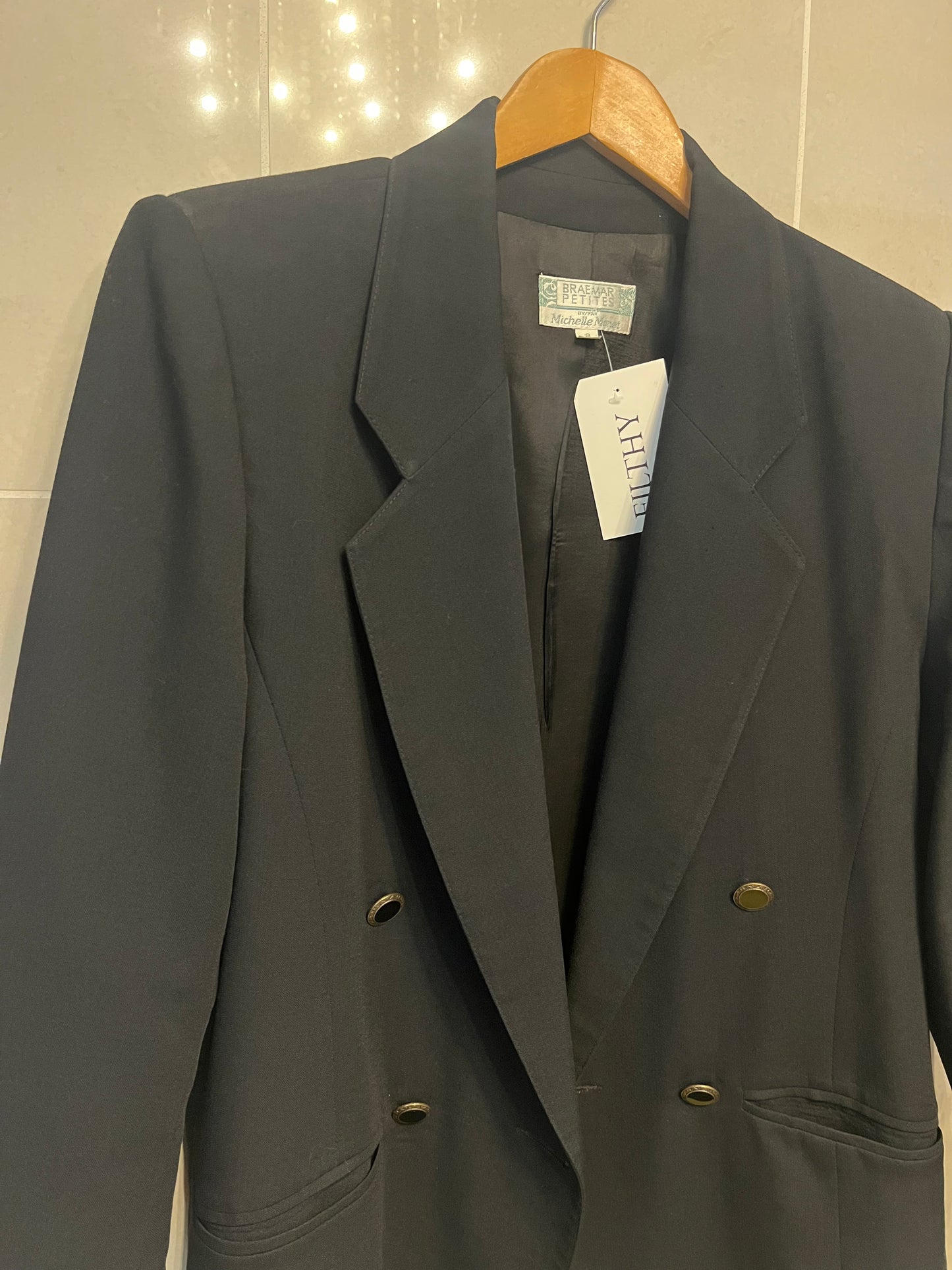Braemar Petites Wool Double Breasted Blazer