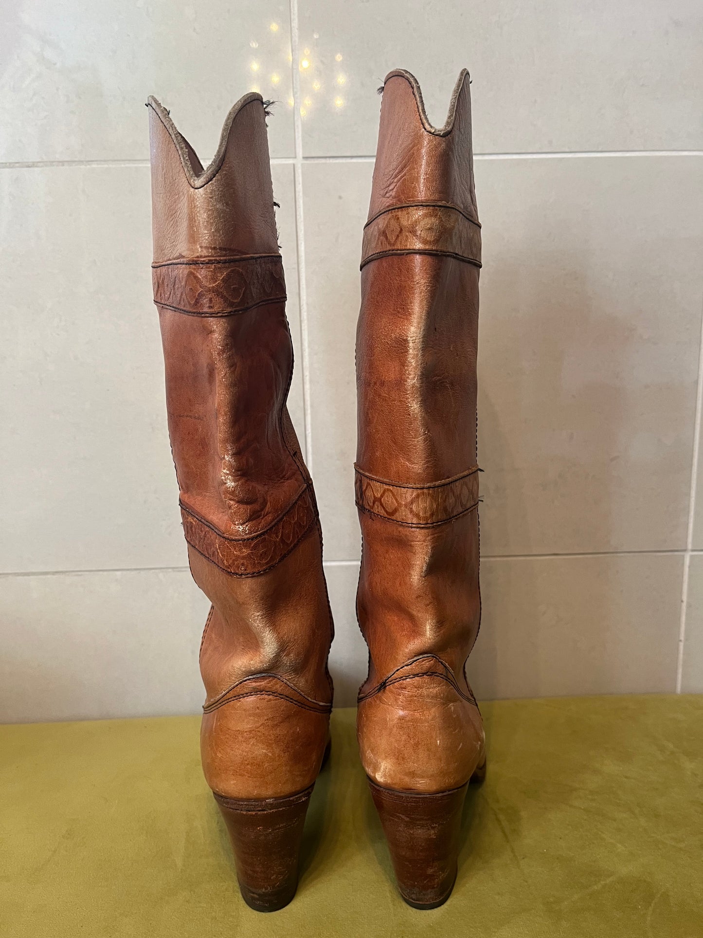 70s Leather Cowboy Platforms