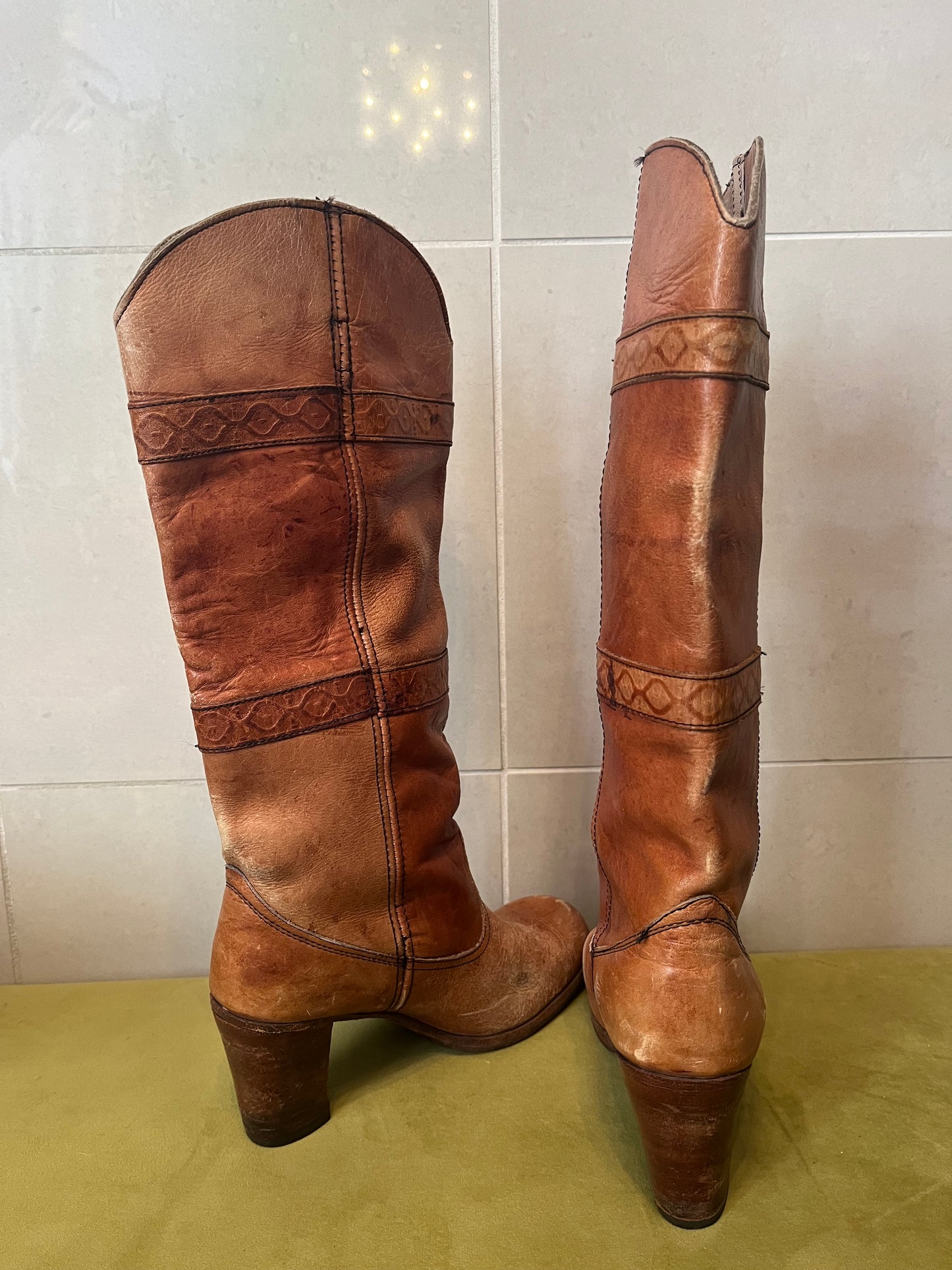 70s Leather Cowboy Platforms