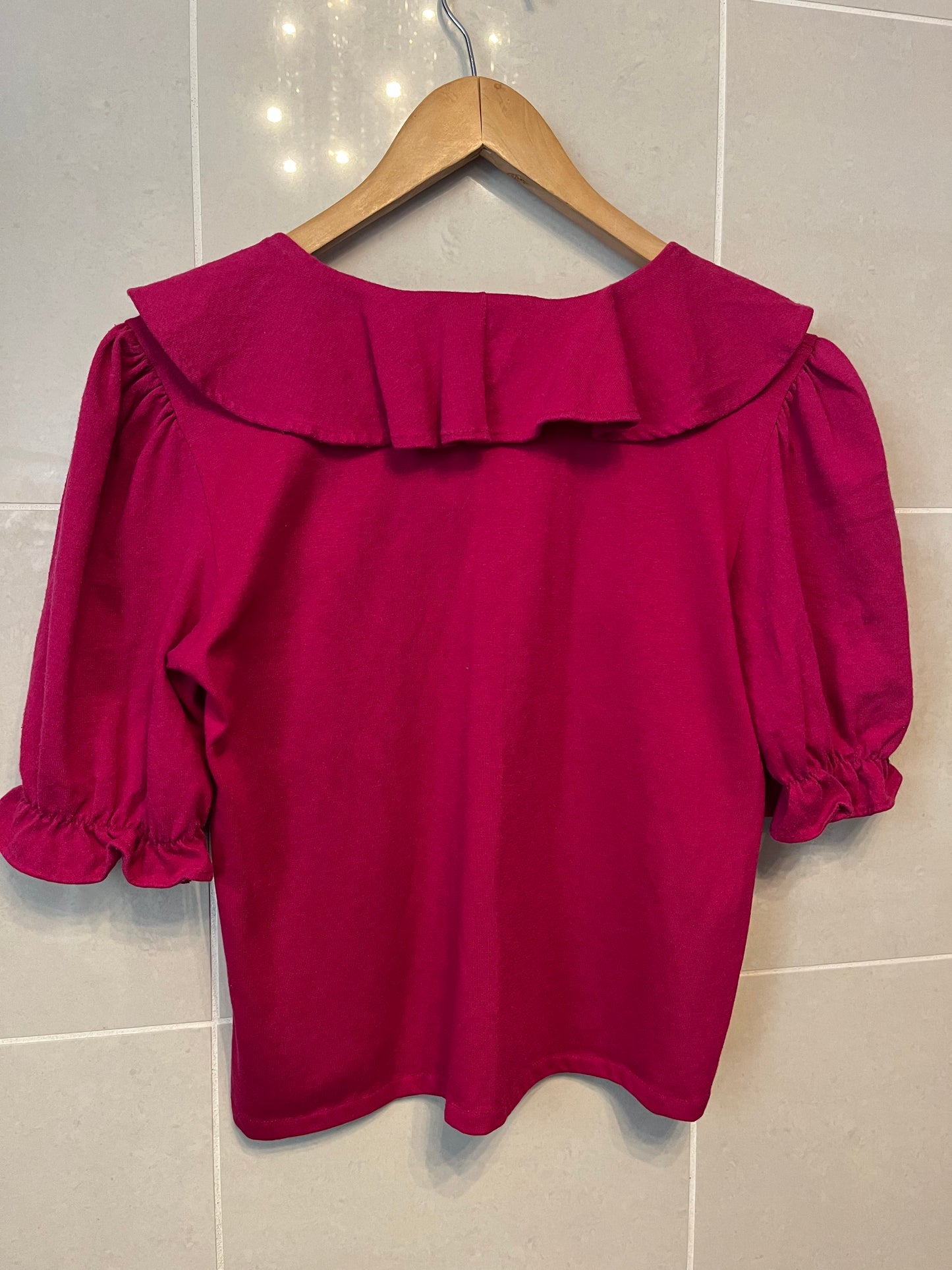 80s Cotton Hot Pink Pollyanna Ruffle Tee