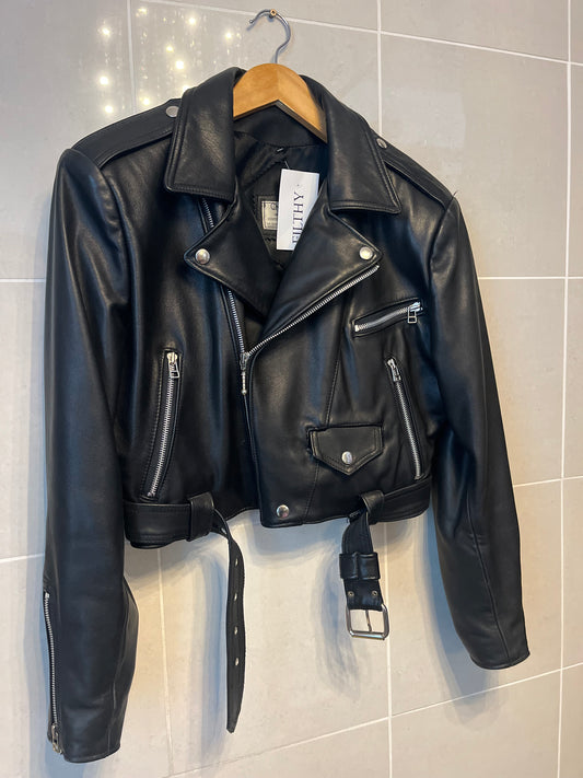 80s Leather Cropped Biker Jacket - Champion Leather Goods Toronto