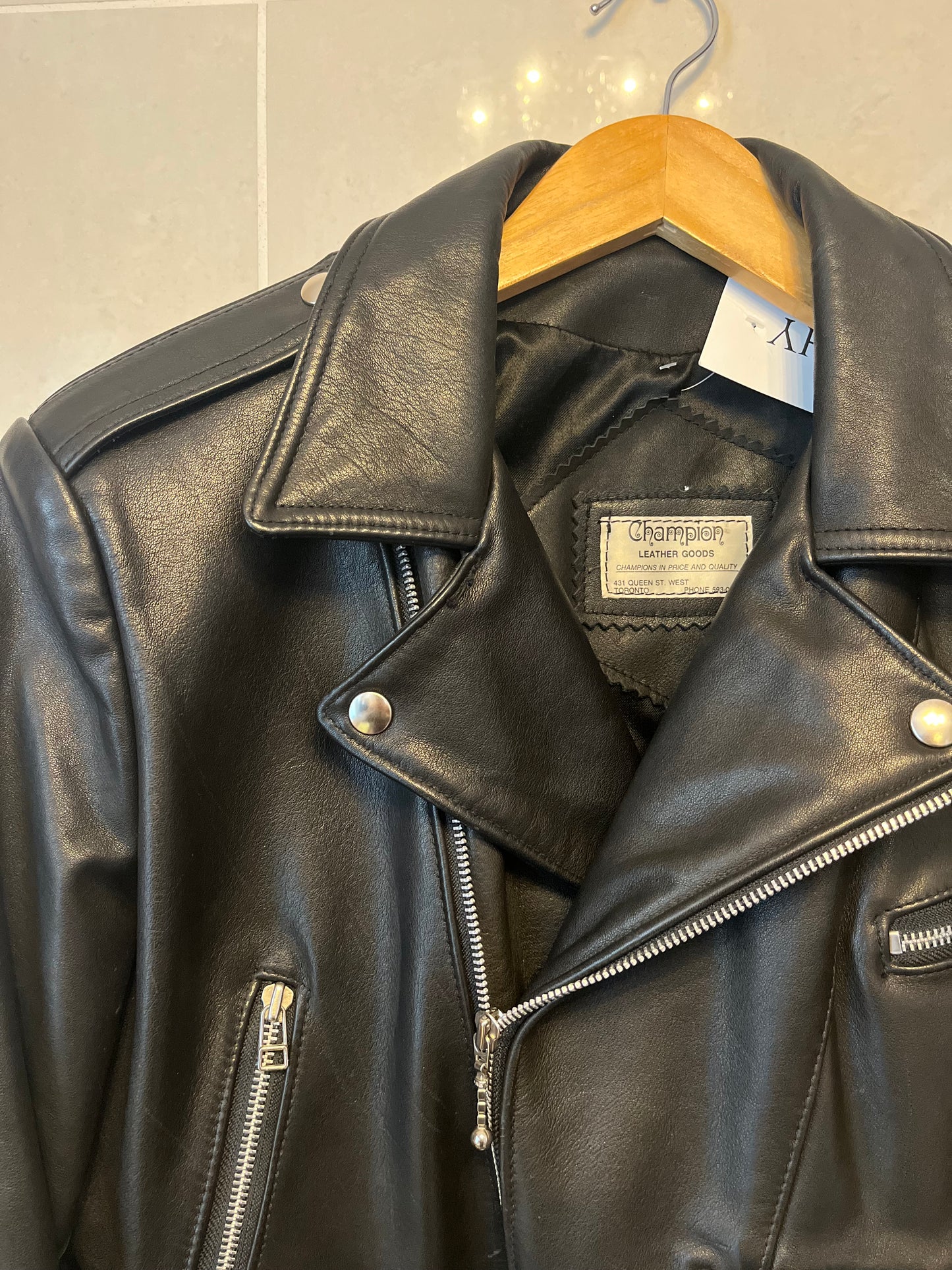 80s Leather Cropped Biker Jacket - Champion Leather Goods Toronto