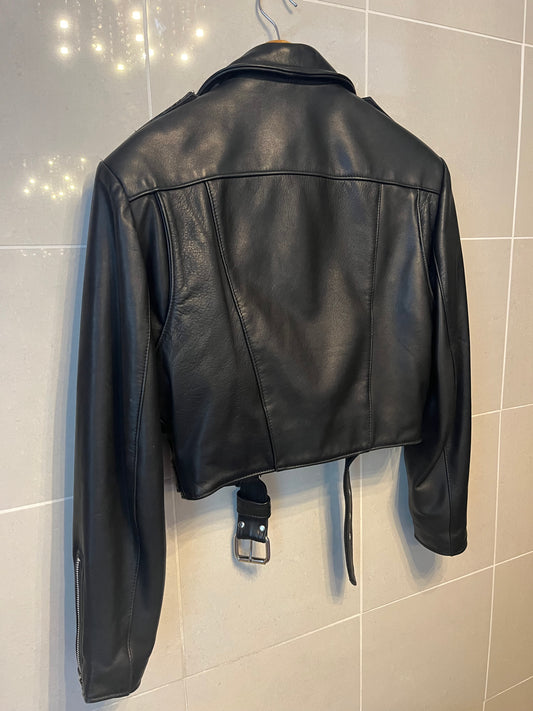 80s Leather Cropped Biker Jacket - Champion Leather Goods Toronto