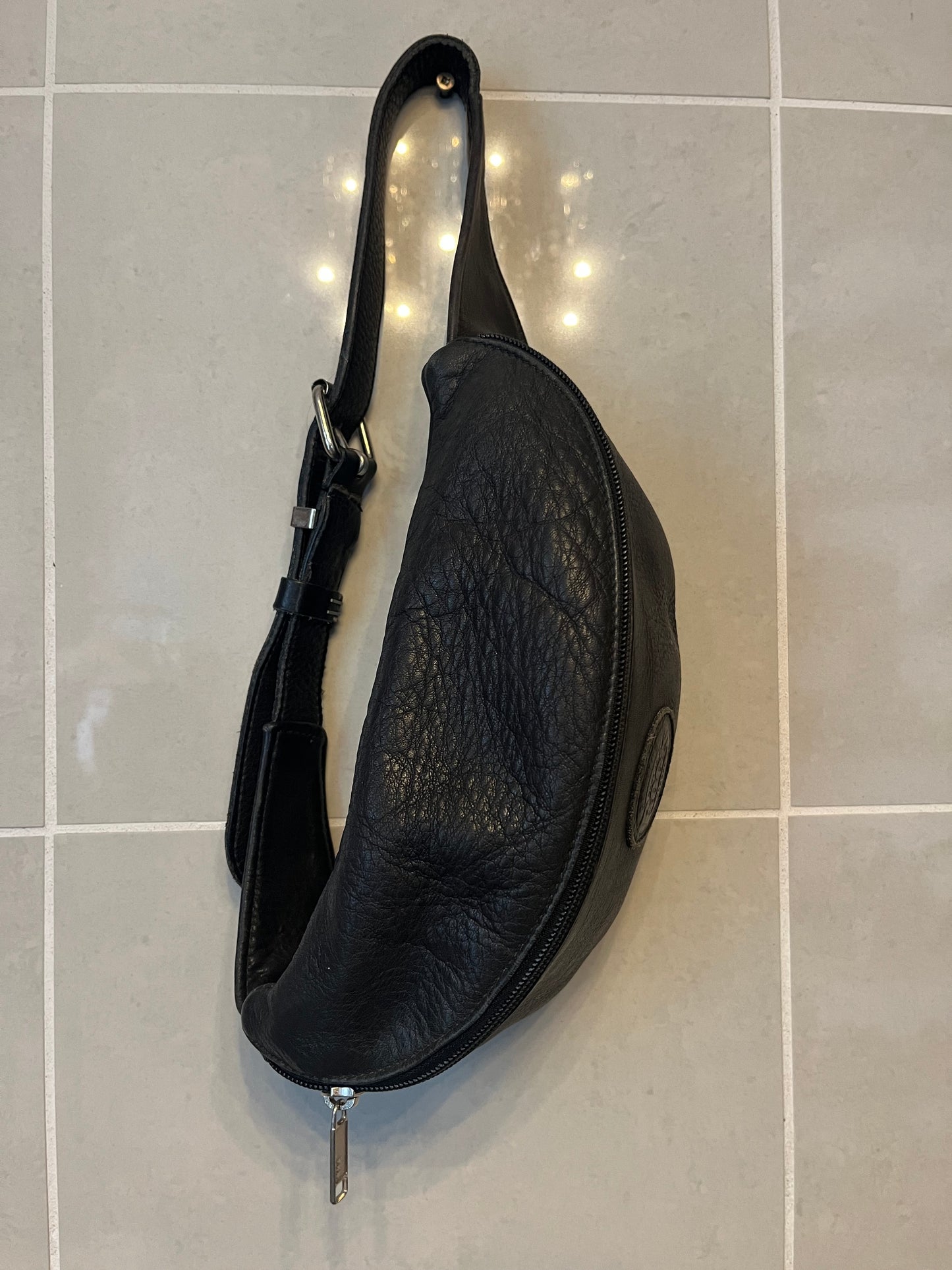 90s Leather Roots Fanny Pack with Silver Hardware