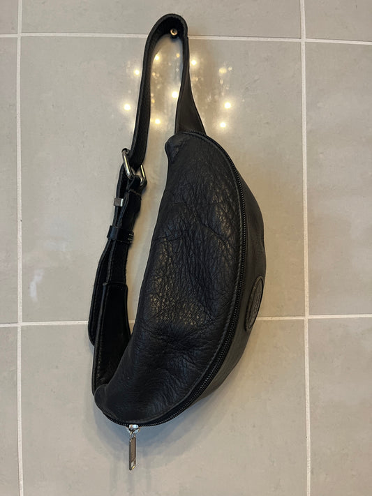 90s Leather Roots Fanny Pack with Silver Hardware